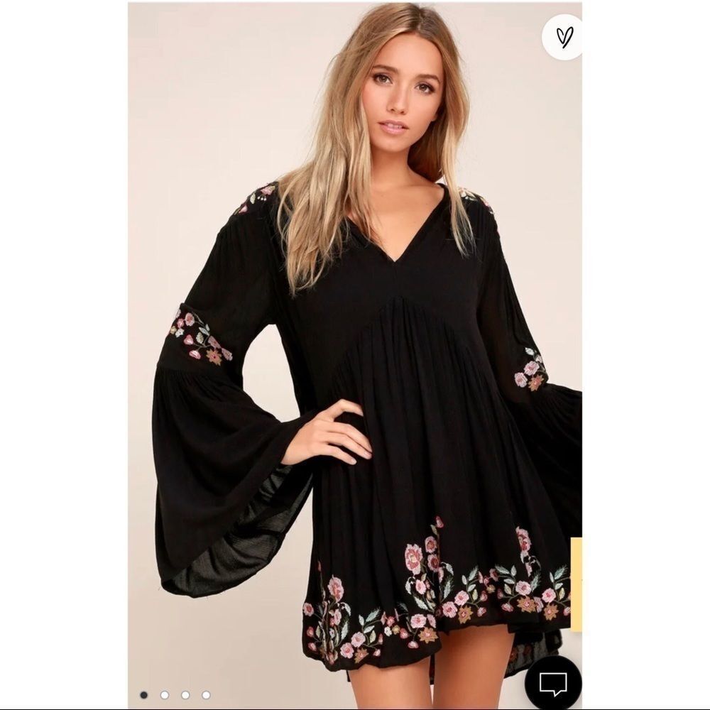 Free People Black Te Amo Babydoll Mini Dress - Picture 8 of 9